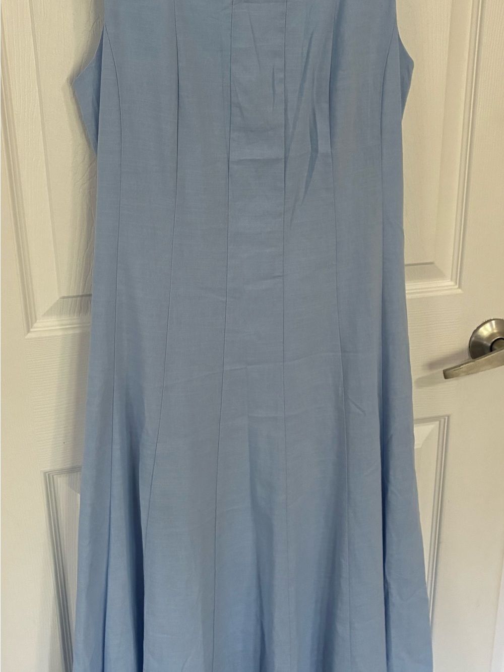 MEROKEETY Light Blue Sleeveless Maxi Dress with Pockets